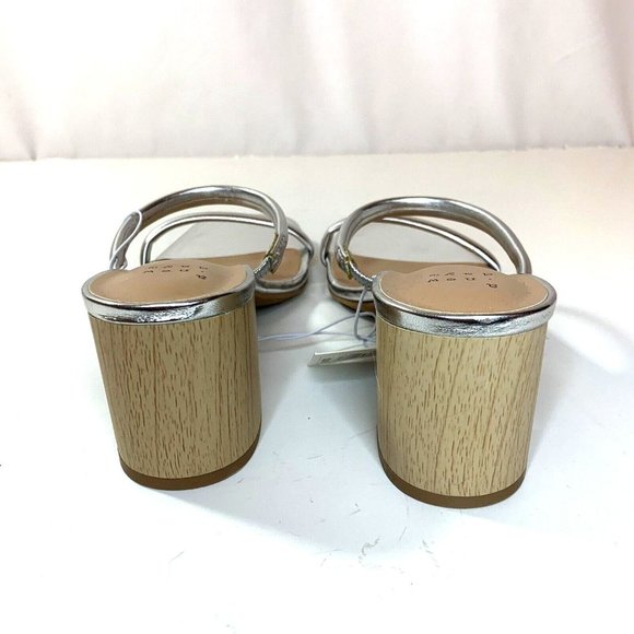 A New Day Cris Womens Silver Sandals Heels Strappy Open Toe - Picture 6 of 9